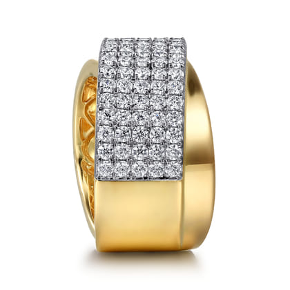 18K Yellow Gold Diamond Criss Cross Ring