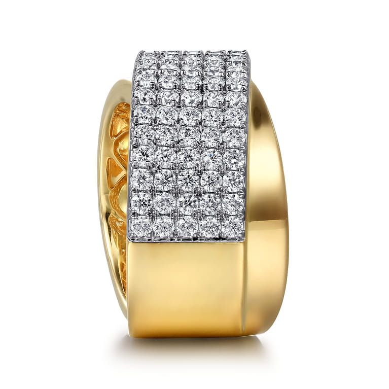 18K Yellow Gold Diamond Criss Cross Ring - 1.71 ct - Shot 4