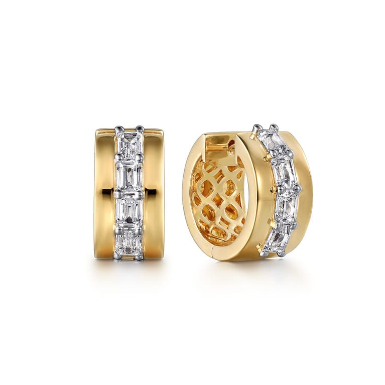 18K Yellow Gold Diamond Earrings - 2 ct - Shot 1