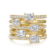 18K Yellow Gold Diamond Easy Stackable Ladies Ring
