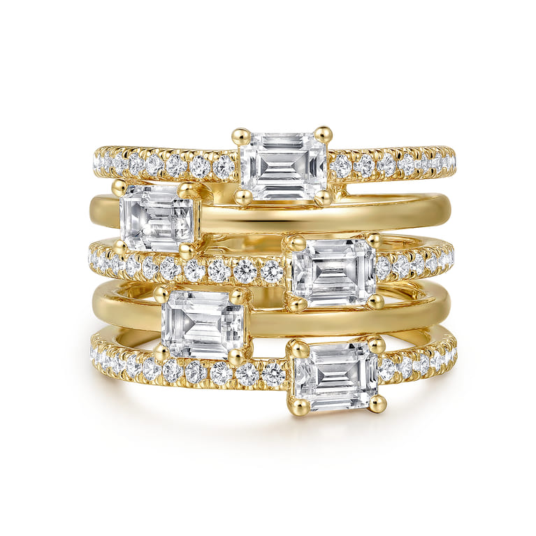 18K Yellow Gold Diamond Easy Stackable Ladies Ring - 2 ct - Shot 1