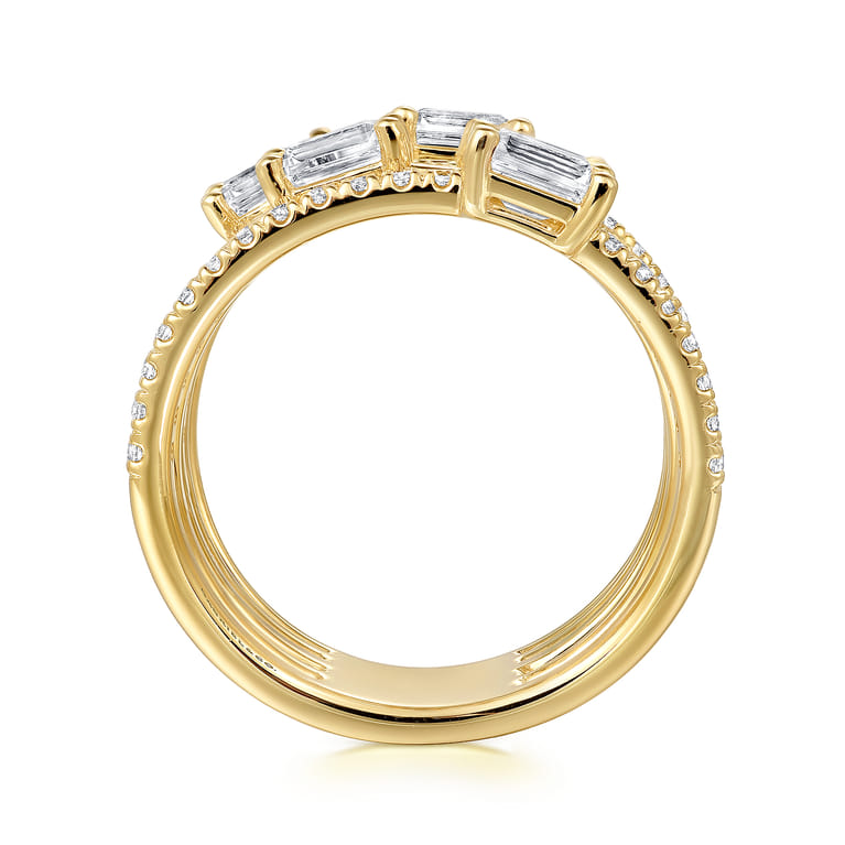 18K Yellow Gold Diamond Easy Stackable Ladies Ring - 2 ct - Shot 2