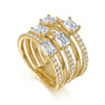 18K Yellow Gold Diamond Easy Stackable Ladies Ring - 2 ct
