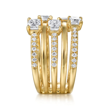18K Yellow Gold Diamond Easy Stackable Ladies Ring