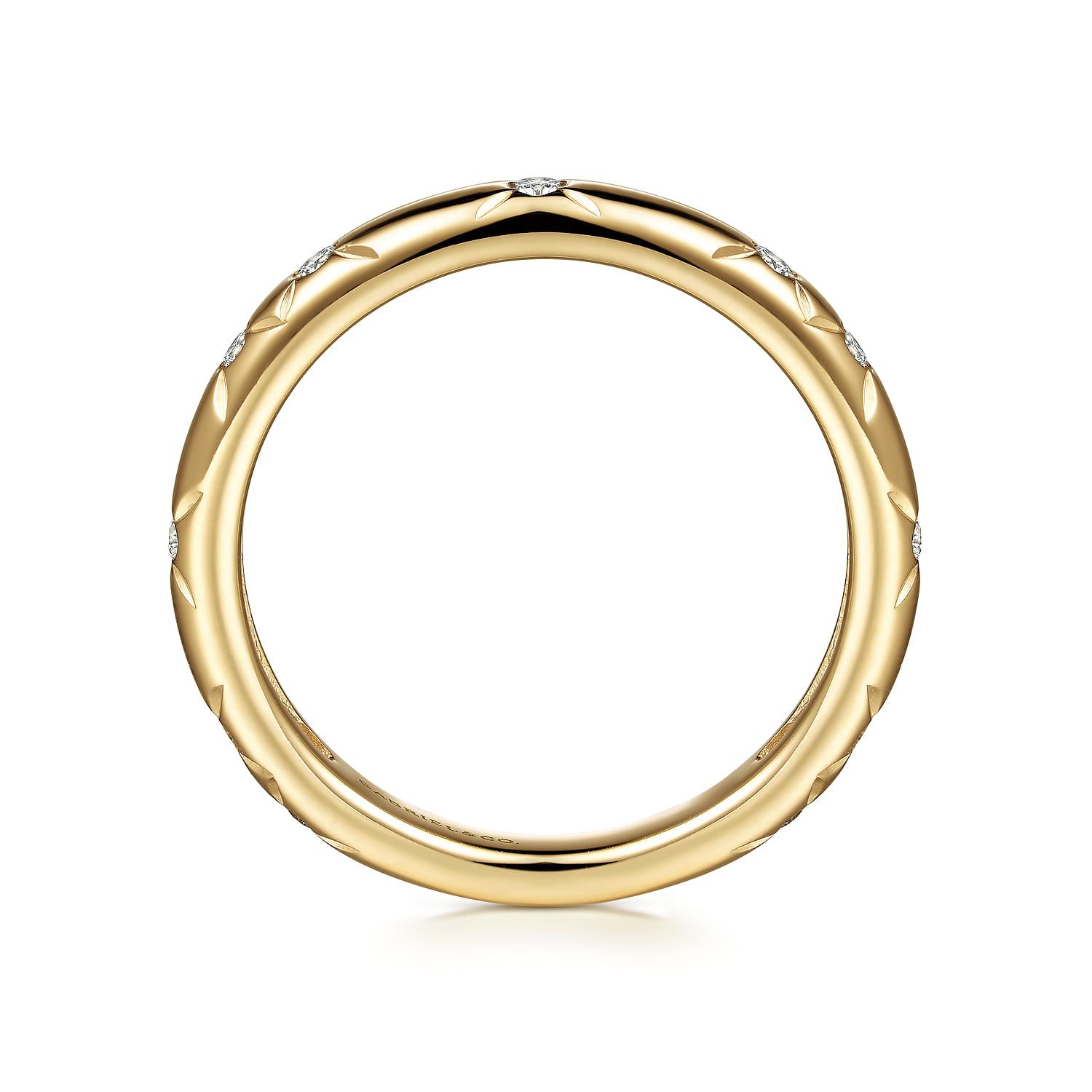 18K Yellow Gold Diamond Ladies Stackable Ring - Shot 2