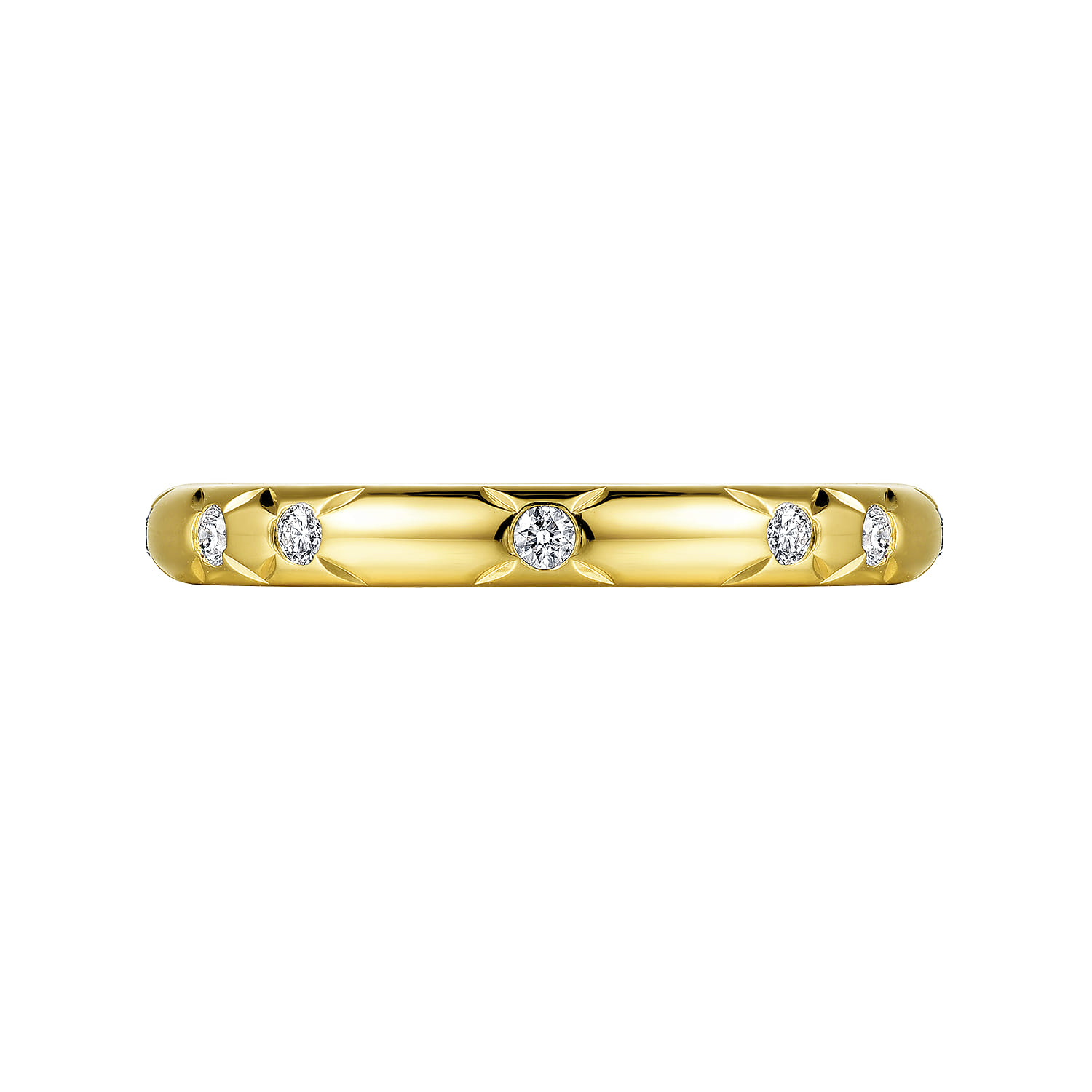 18K Yellow Gold Diamond Ladies Stackable Ring - Shot 5