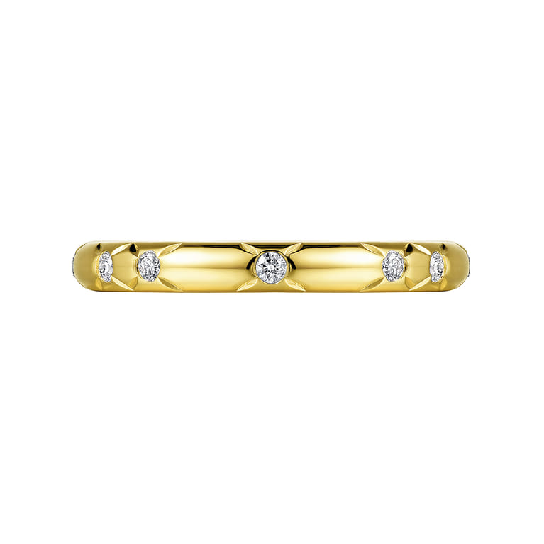 18K Yellow Gold Diamond Ladies Stackable Ring - Shot 5