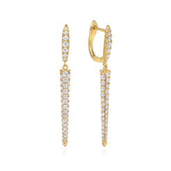 18K Yellow Gold Diamond Pavé Drop Earrings