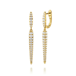 18K Yellow Gold Diamond Pave Drop Earrings