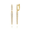 18K Yellow Gold Diamond Pave Drop Earrings - 2 ct