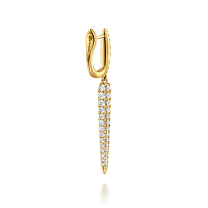 18K Yellow Gold Diamond Pave Drop Earrings