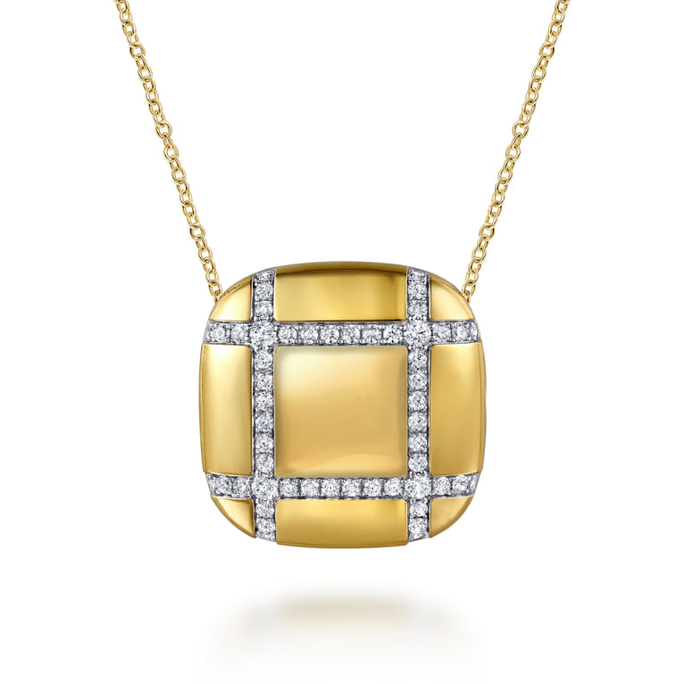 18K Yellow Gold Diamond Pendant Necklace - 1.5 ct - Shot 1