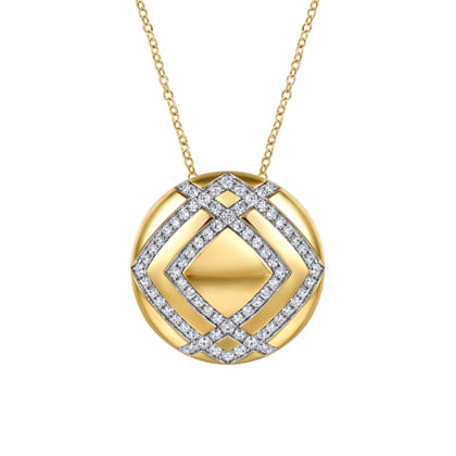 18K Yellow Gold Diamond Pendant Necklace