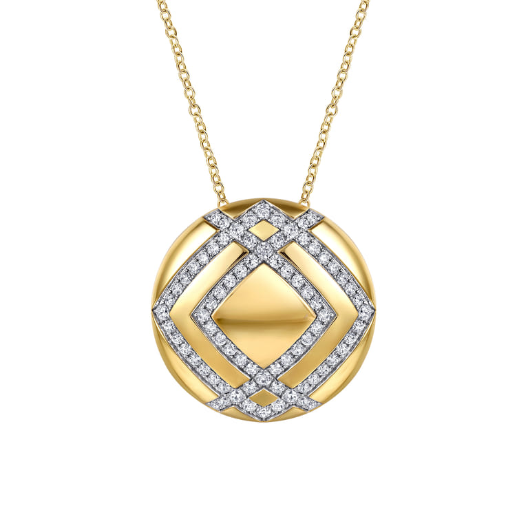 18K Yellow Gold Diamond Pendant Necklace - 1.4 ct - Shot 1