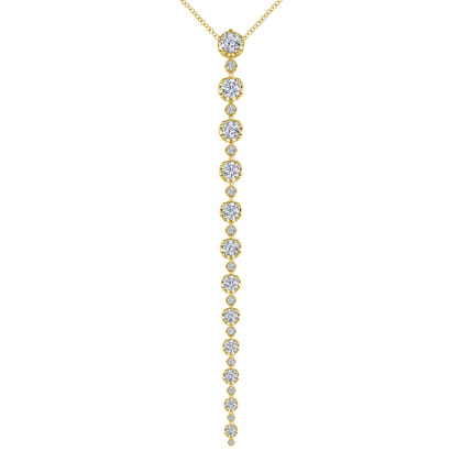 18K Yellow Gold Diamond Station Y Necklace