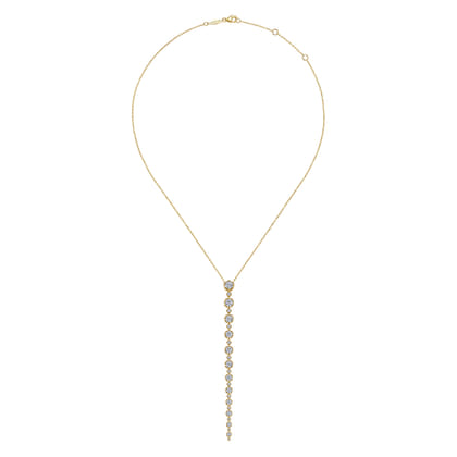 18K Yellow Gold Diamond Station Y Necklace