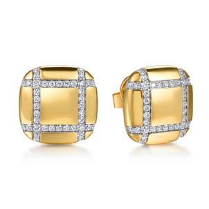 18K Yellow Gold Diamond Stud Earrings