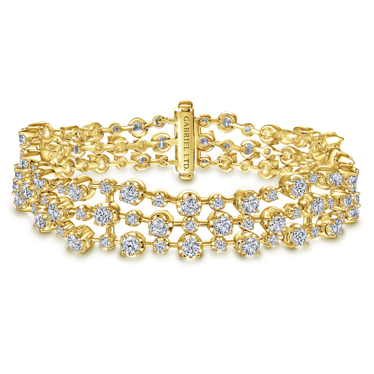 18K Yellow Gold Diamond Tennis Bracelet - 7.17 ct - Shot 1