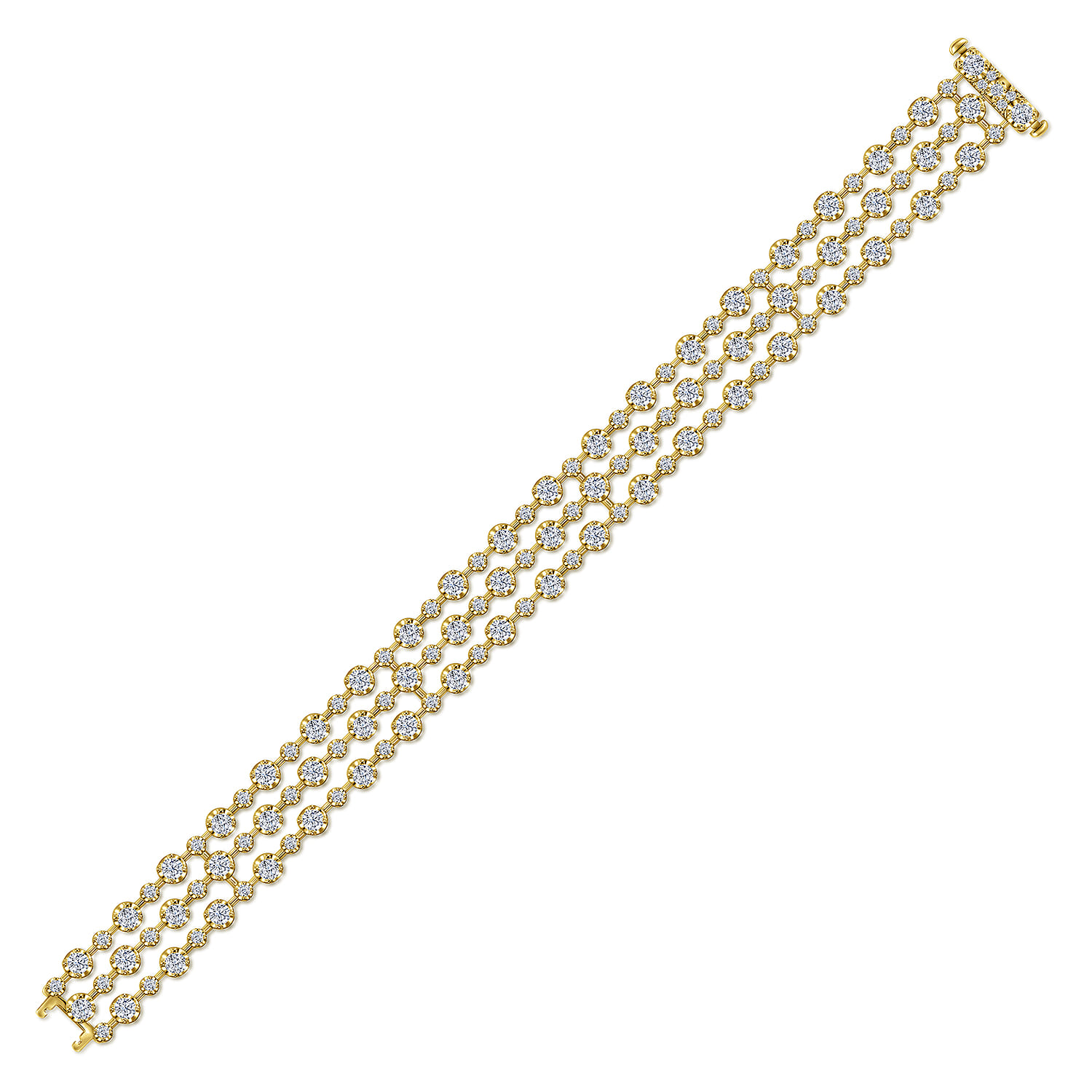 18K Yellow Gold Diamond Tennis Bracelet - 7.17 ct - Shot 3