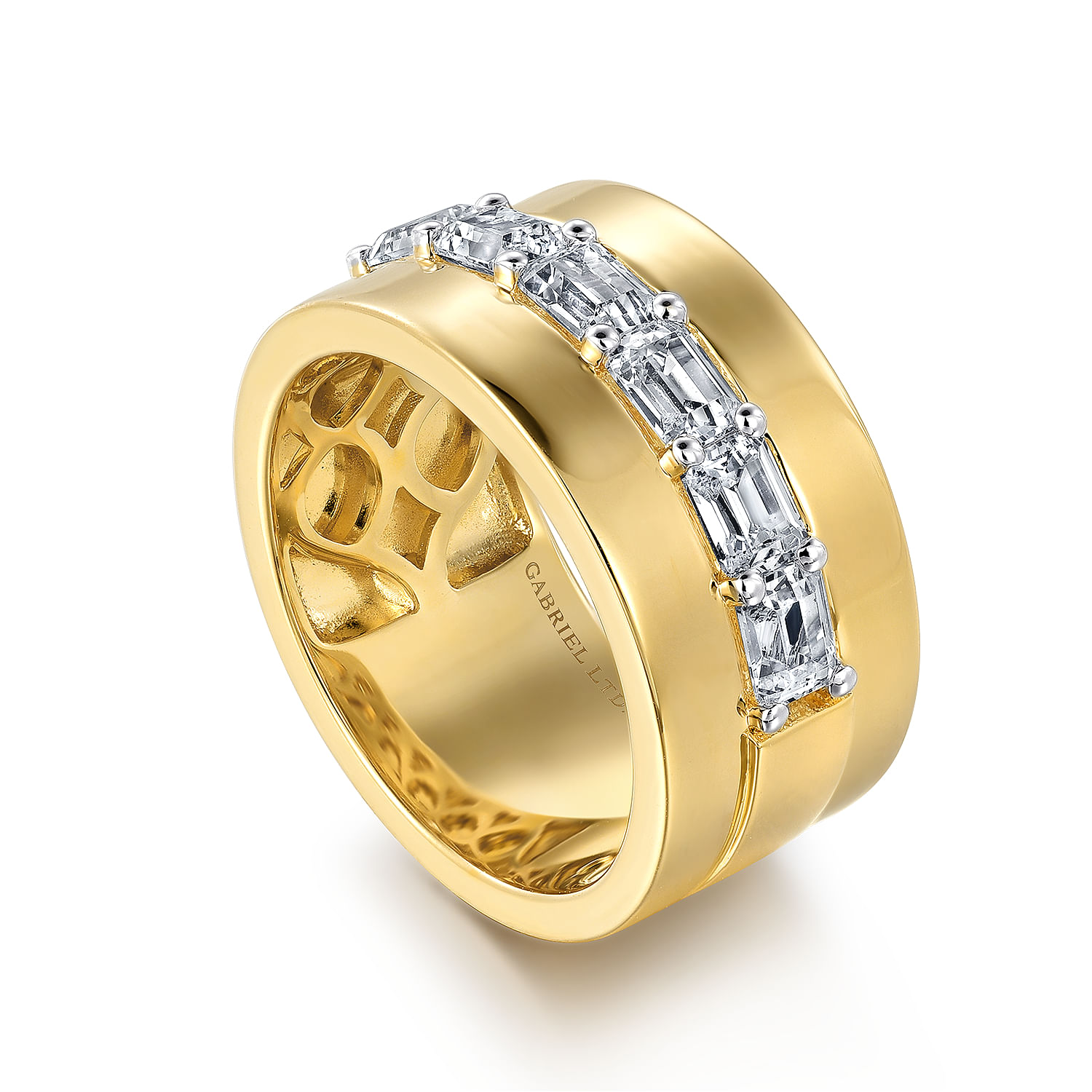 18K Yellow Gold Diamond Wide Band Ring - 1.75 ct - Shot 3