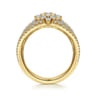 18K Yellow Gold Layered Diamond Fan Wide Band Ring - 2.6 ct