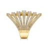 18K Yellow Gold Layered Diamond Fan Wide Band Ring - 2.6 ct