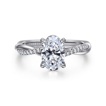 18K Yellow Gold Oval Twisted Diamond Engagement Ring