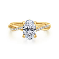 18K Yellow Gold Oval Twisted Diamond Engagement Ring