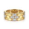18K Yellow Gold Rectangle Diamond Wide Band Ring - 1.6 ct