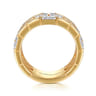 18K Yellow Gold Rectangle Diamond Wide Band Ring - 1.6 ct