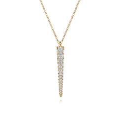 18K Yellow Gold Vertical Diamond Bar Necklace