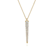 18K Yellow Gold Vertical Diamond Bar Necklace