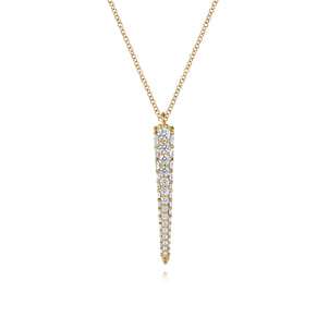 18K Yellow Gold Vertical Diamond Bar Necklace
