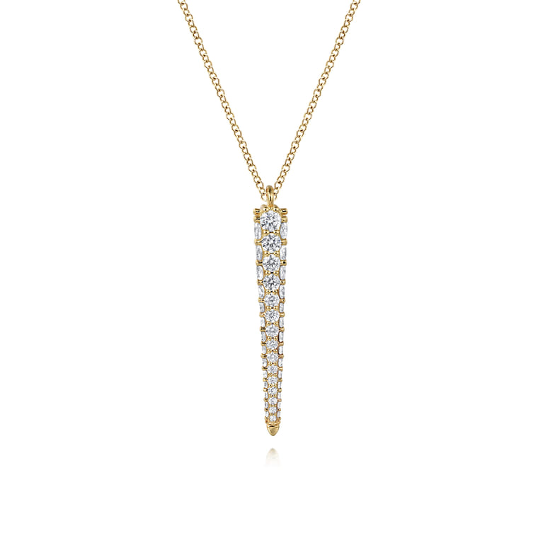18K Yellow Gold Vertical Diamond Bar Necklace - 1.45 ct - Shot 1