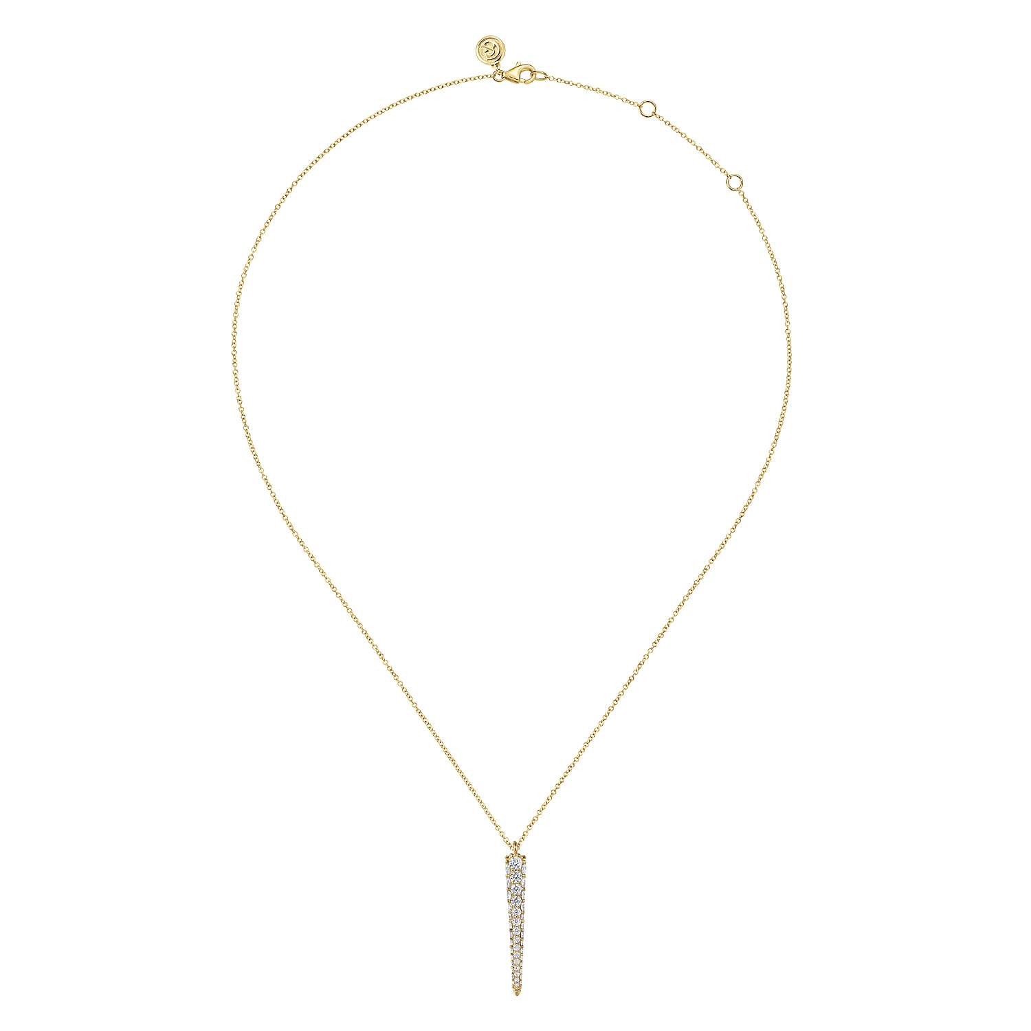 18K Yellow Gold Vertical Diamond Bar Necklace - 1.45 ct - Shot 2