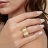 18K Yellow Gold Wide Band Ring with Checkered Diamond Pattern - 0.85 ct
