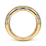18K Yellow Gold Wide Diamond Ring with Diamond Criss Crossing Rows - 0.45 ct