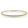 18K Yellow-White Gold Bujukan Cuff Bracelet with Pave Diamond Stations in size 6.25