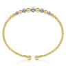 18K Yellow-White Gold Bujukan Cuff Bracelet with Pave Diamond Stations in size 6.25