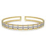 18K Yellow and White Gold Bujukan Cuff Bracelet with Inner Diamond Channel in size 6.25