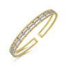 18K Yellow and White Gold Bujukan Cuff Bracelet with Inner Diamond Channel in size 6.25