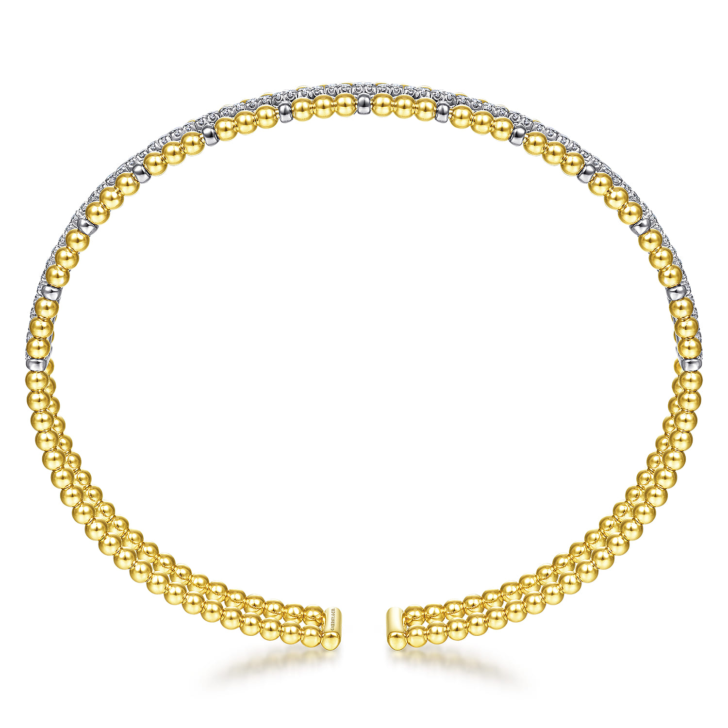 18K Yellow and White Gold Bujukan Cuff Bracelet with Inner Diamond Channel in size 6.25 - Shot 3