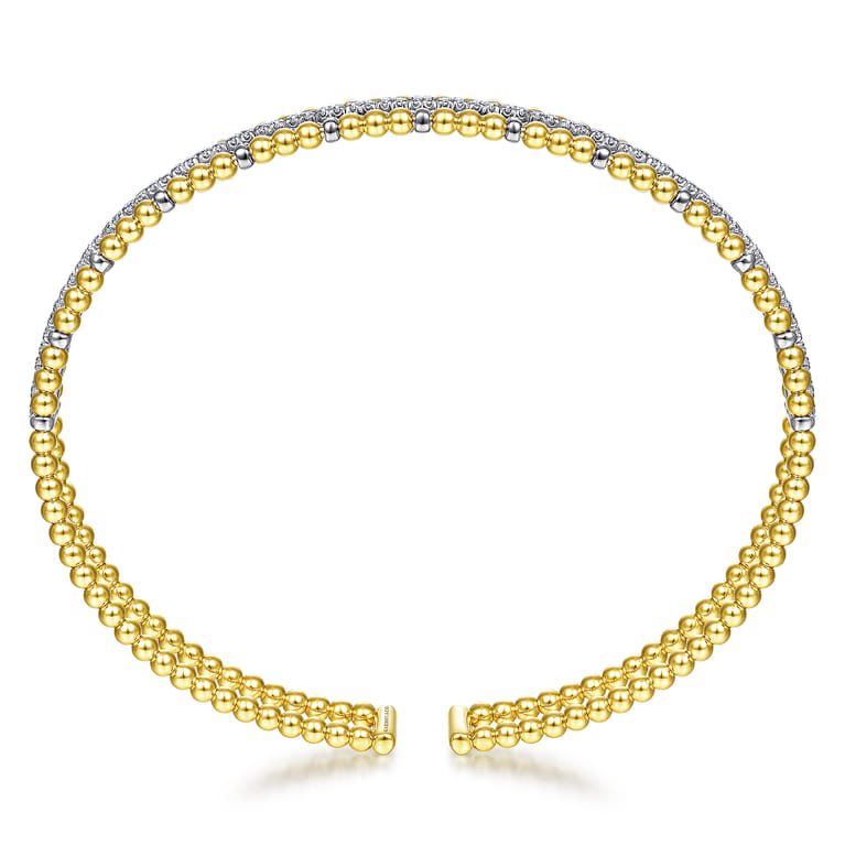 18K Yellow and White Gold Bujukan Cuff Bracelet with Inner Diamond Channel in size 6.25 - Shot 3