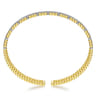 18K Yellow and White Gold Bujukan Cuff Bracelet with Inner Diamond Channel in size 6.25