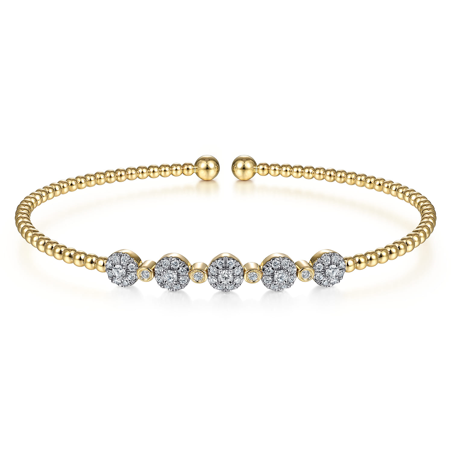 18K Yellow gold diamond bangle in size 6.25 - Shot 1