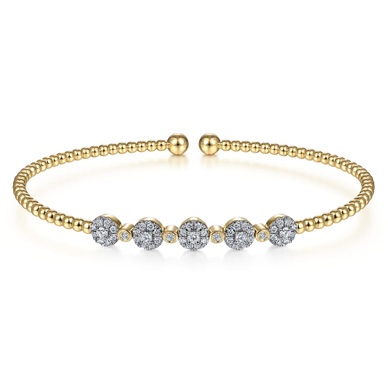 18K Yellow gold diamond bangle in size 6.25 - Shot 1
