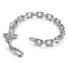 19mm 925 Sterling Silver Men's Mix Faceted Link Chain Bracelet with Cross