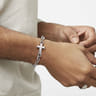 19mm 925 Sterling Silver Men's Mix Faceted Link Chain Bracelet with Cross