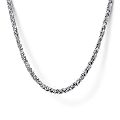 20 Inch 1.9mm 14K White Gold Hollow Men's Wheat Chain Necklace