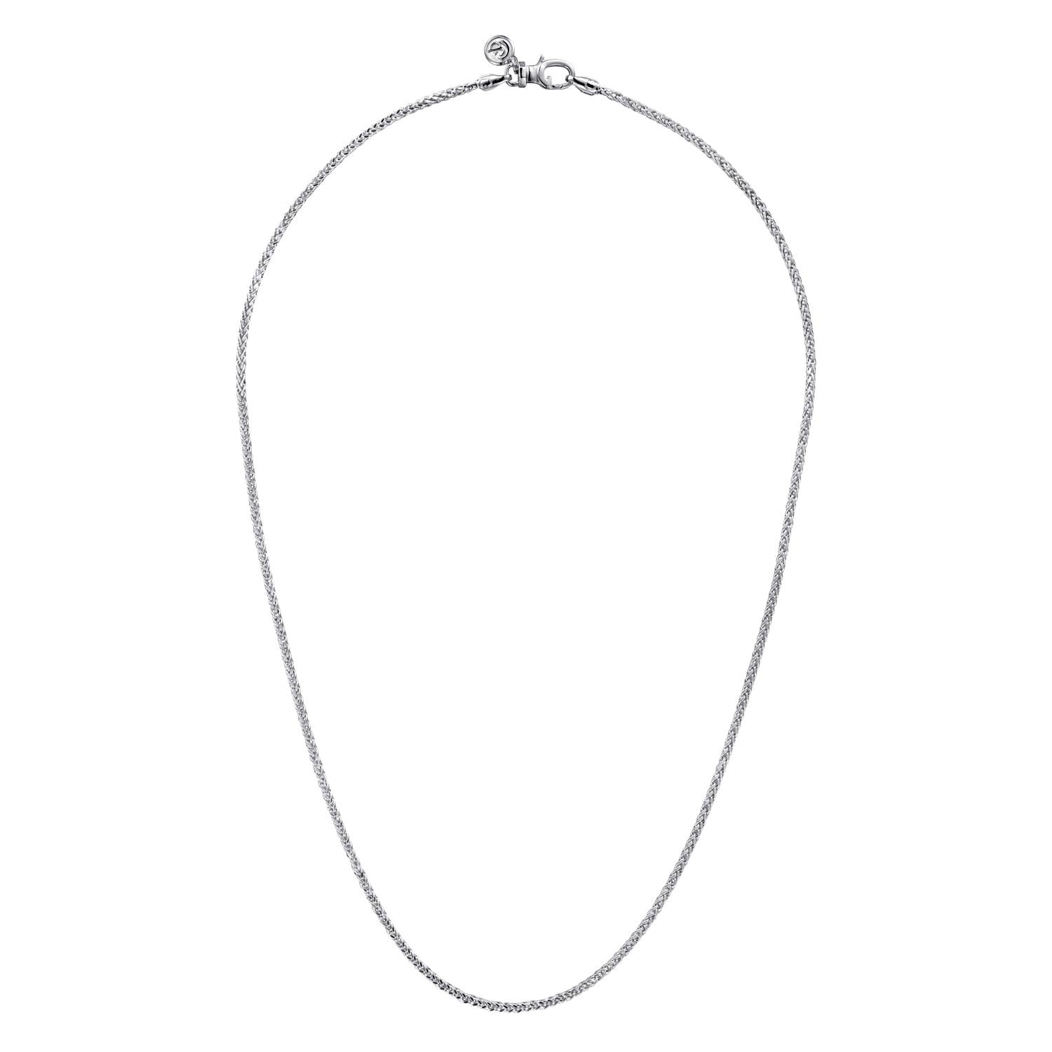 20 Inch 1.9mm 14K White Gold Men's Hollow Wheat Chain Necklace  - Shot 2